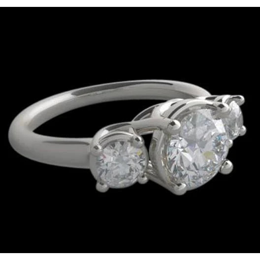 4 Carat Lucida Natural Diamond Three Stone Ring  White Gold Jewelry