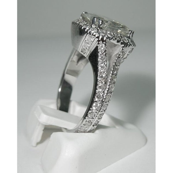 4 Carat Real Cushion Center Diamond Halo Ring White Gold Jewelry