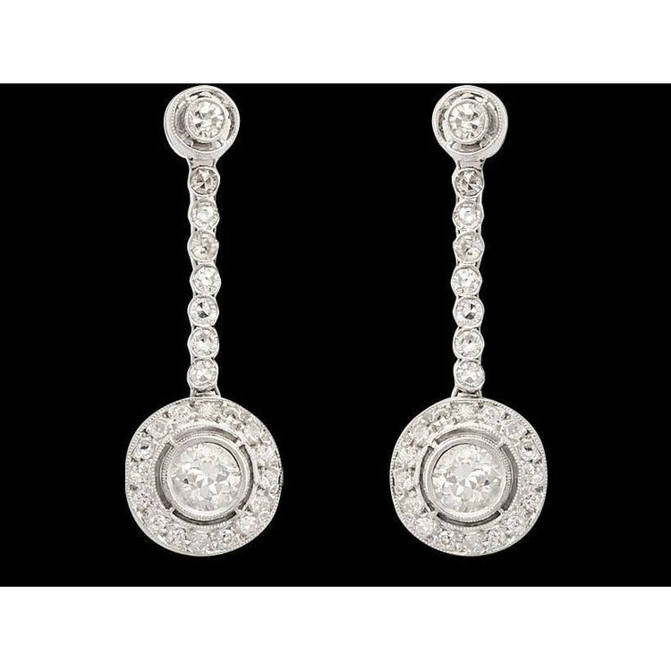 4 Carat Real Diamonds Dangle Earring Hanging White Gold Earring