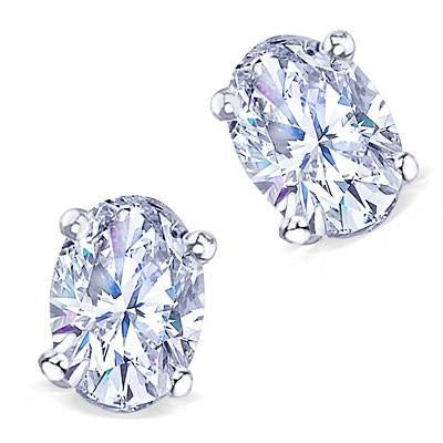 4 Carat Real Vs1 Diamond Earring Pair Oval Diamond Stud Earring White Gold
