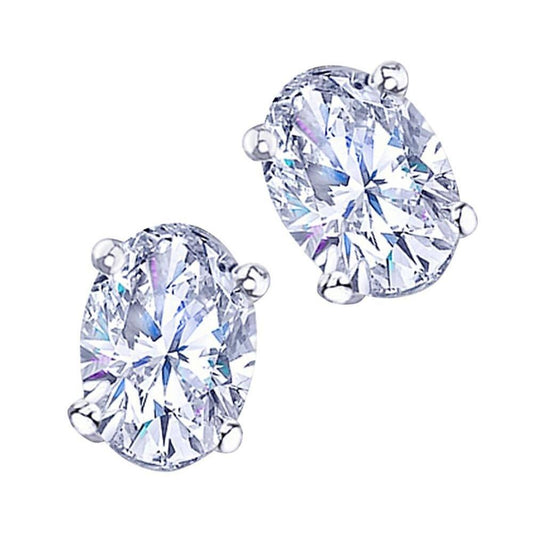 4 Carat Real Vs1 Diamond Earring Pair Oval Diamond Stud Earring White Gold