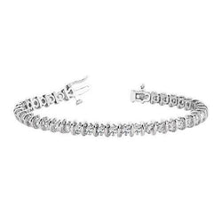 4 Carat Round Prong Setting Real Natural Earth Mined Diamond Tennis Bracelet Solid Gold White