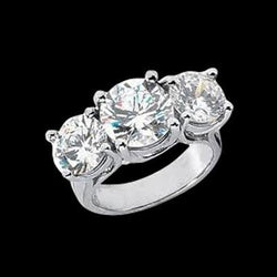 4 Carat Three Stone White Gold Genuine Diamond Women Engagement Ring New