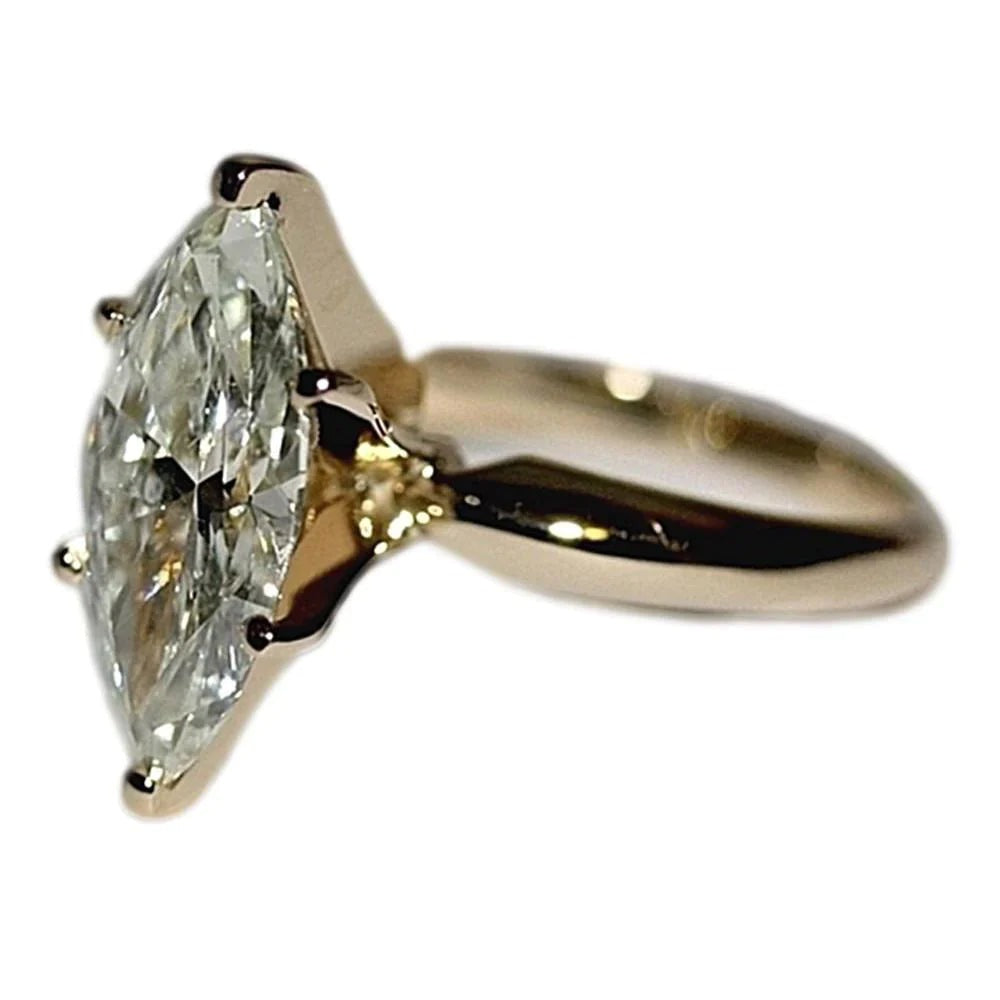 4 Carat Yellow Gold Real Marquise Diamond Ring