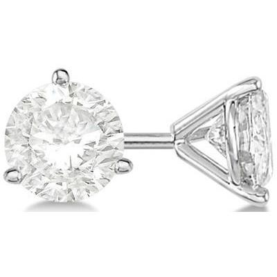 4 Carats 3 Prong Set Solitaire Round Real Diamond Stud Earring