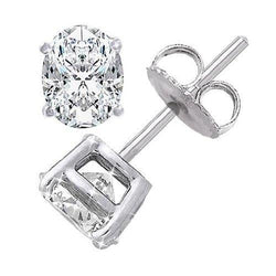 4 Carats Big Oval Cut Genuine Natural Earth Mined Diamond Stud Earring White Gold Lady Jewelry