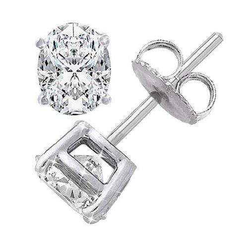 4 Carats Big Oval Cut Genuine Diamond Stud Earring White Gold Lady Jewelry