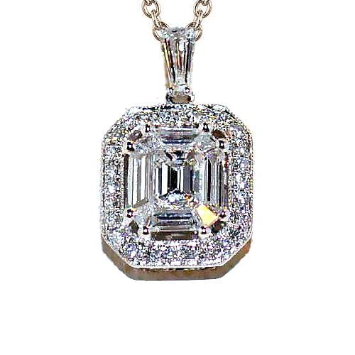 4 Carats Genuine Diamonds Women Pendant Necklace White Gold 14K