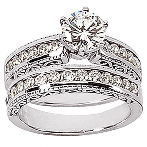 4 Carats Gorgeous Real Diamond Engagement Ring Set