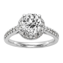 4 Carats Halo Anniversary Ring Round Old European Natural Diamond Jewelry