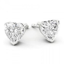 4 Carats Heart Cut Real Diamond Stud Earrings