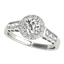 4 Carats Ladies Halo Ring Round Genuine Old Mine Cut Natural Earth Mined Diamonds