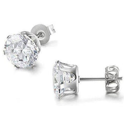 4 Carats Prong Set Sparkling Real Natural Earth Mined Diamonds Studs Earrings White Gold