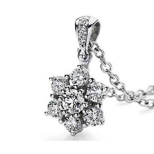 4 Carats Prong Setting Round Real Diamond Necklace Pendant