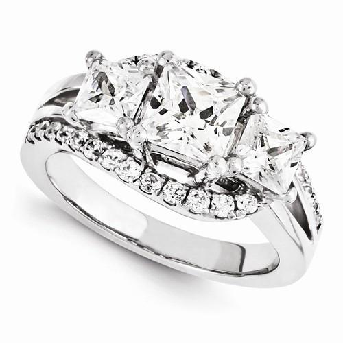 4 Carats Real Diamond Engagement Fancy Three Stone Ring New