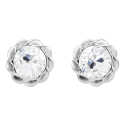 4 Carats Real Natural Earth Mined Diamond Stud Earrings Bezel Set Old Cut Jewelry Twisted Style