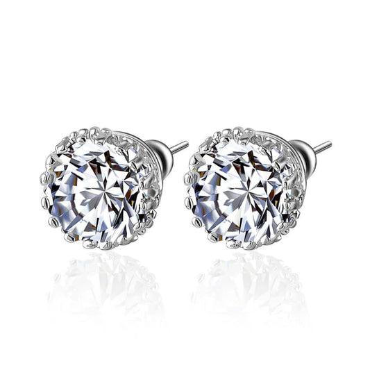 4 Carats Round Cut Genuine Diamonds Lady Studs Earrings