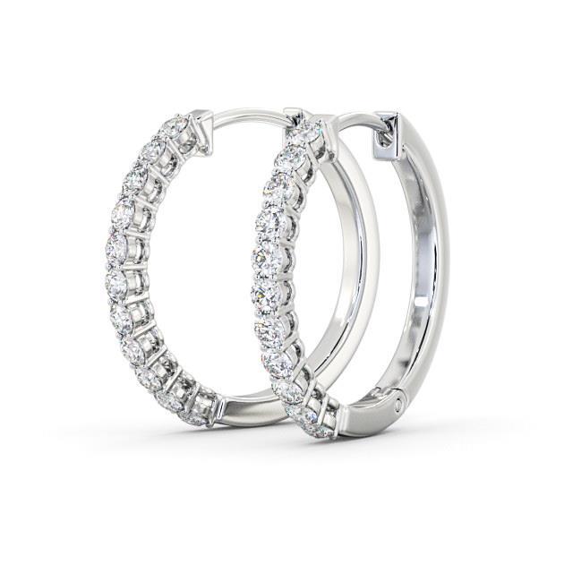 4 Carats Round Natural Diamond Women Hoop Earring Solid White Gold