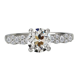 Antique Cushion Fine Diamond Proposal Ring in 14 Karat White