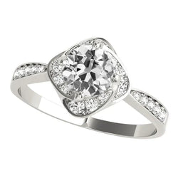 4 Carats Round Old Miner Natural Diamond Engagement Ring Floral Style Jewelry