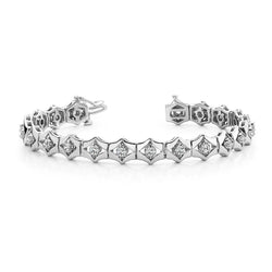 4 Carats Round Prong Set Box Real Diamond Bracelet White Gold 14K Jewelry