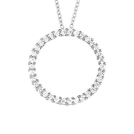 4 Carats Round Real Diamond White Gold 14K Necklace Pendant