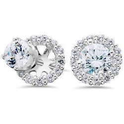 4 Carats Sparkling Brilliant Cut Genuine Diamonds Ladies Studs Halo Earrings