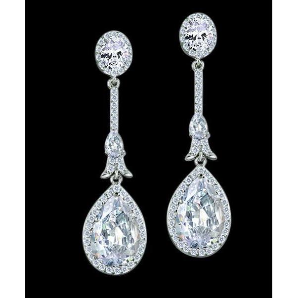 4 Ct. Real Diamond Hanging Chandelier Earrings Pair White Gold