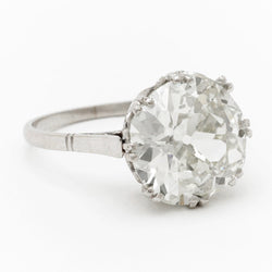 4 Ct Big Round Old Mine Cut Real Diamond Wedding Ring White Gold 14K