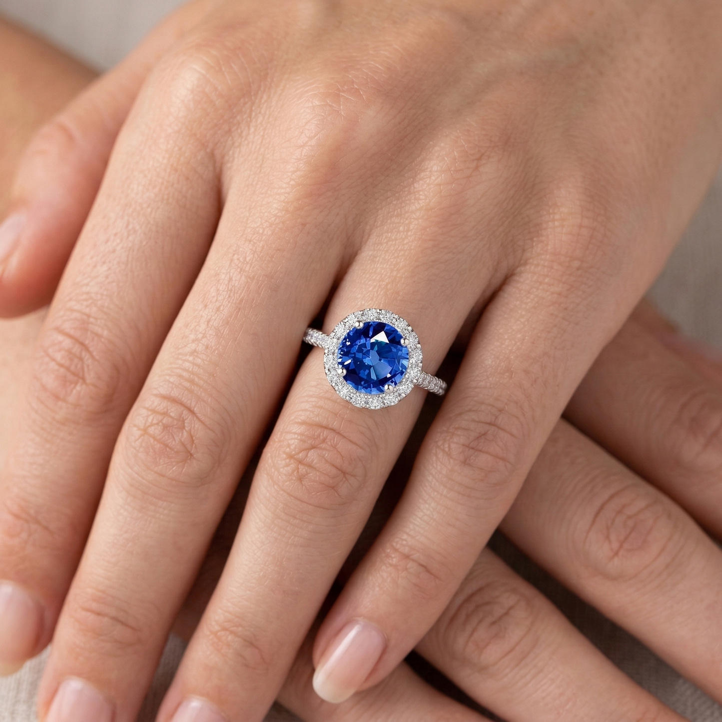 4 Ct Ceylon Sapphire And Natural Earth Mined Diamond ( Not Lab Grown ) s Ring White Gold 14K