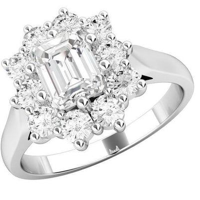 4 Ct Emerald And Round Cut Real Diamond Halo Anniversary Ring