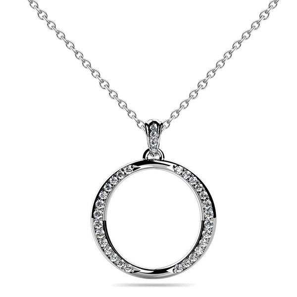 4 Ct Gorgeous Round Cut Real Diamonds Circular Pendant Necklace White Gold - Pendant-harrychadent.ca