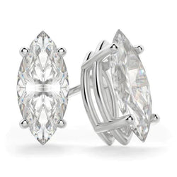 4 Ct Prong Set Marquise Cut Solitaire Real Diamond Stud Earring White Gold