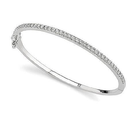 4 Ct Round Cut Genuine Diamonds Bangle 14K White Gold