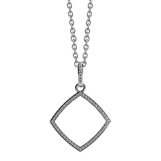 4 Ct Round Cut Genuine Diamonds Offset Square Pendant Necklace White Gold 14K