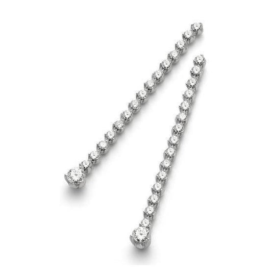 4 Ct Round Cut Real Small Diamond Dangle Earring 14K White Gold