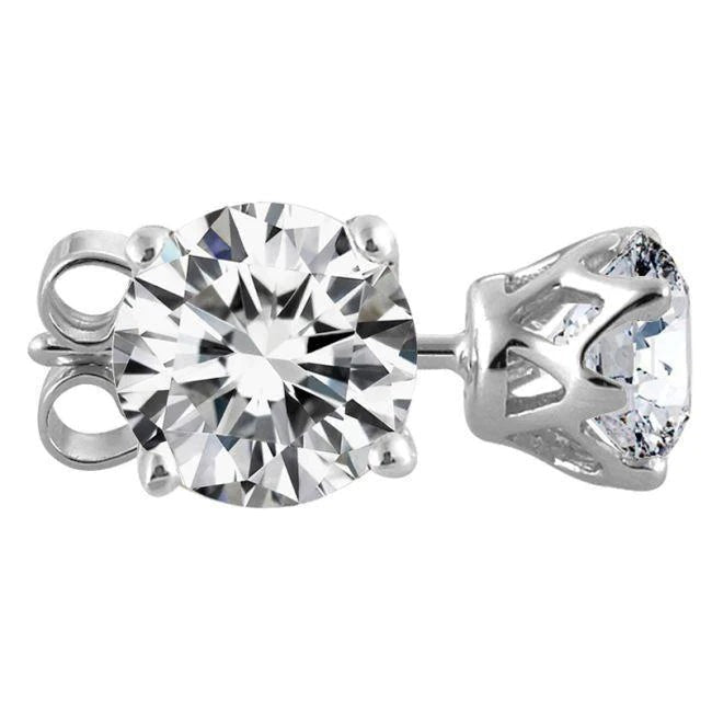 4 Ct Solitaire Round Real Diamond Studs Crown Setting Earring Fine Jewelry - Stud Earrings-harrychadent.ca