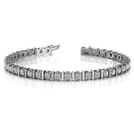 4 Prong Set Real Round Diamond Tennis Bracelet Gold White 8 Carats