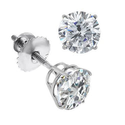 4ct Solitaire Round Real Natural Earth Mined Diamond Earrings