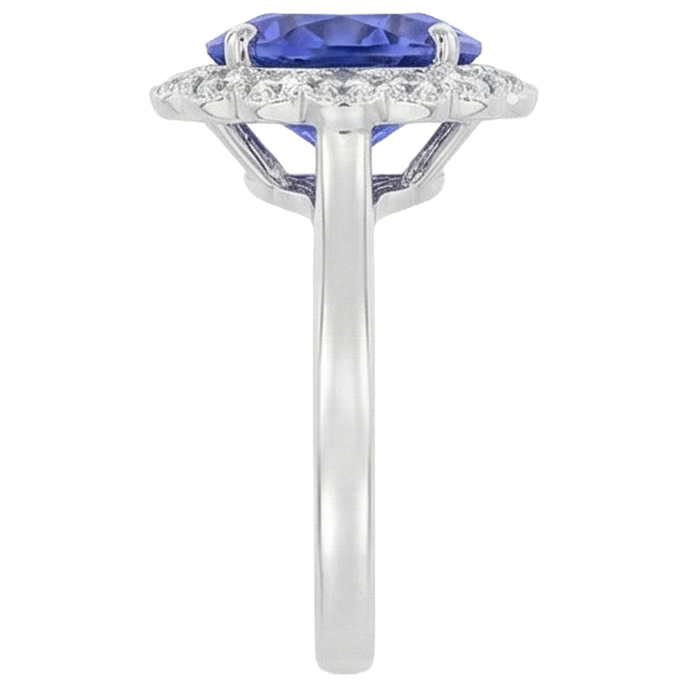 natural round tanzanite 5.00ct ring top view