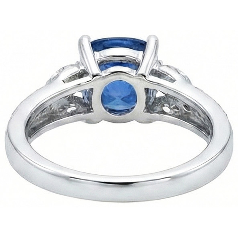 5.10 Ct Ceylon Blue Sapphire And Natural Earth Mined Diamond ( Not Lab Grown ) s Ring White Gold 14K