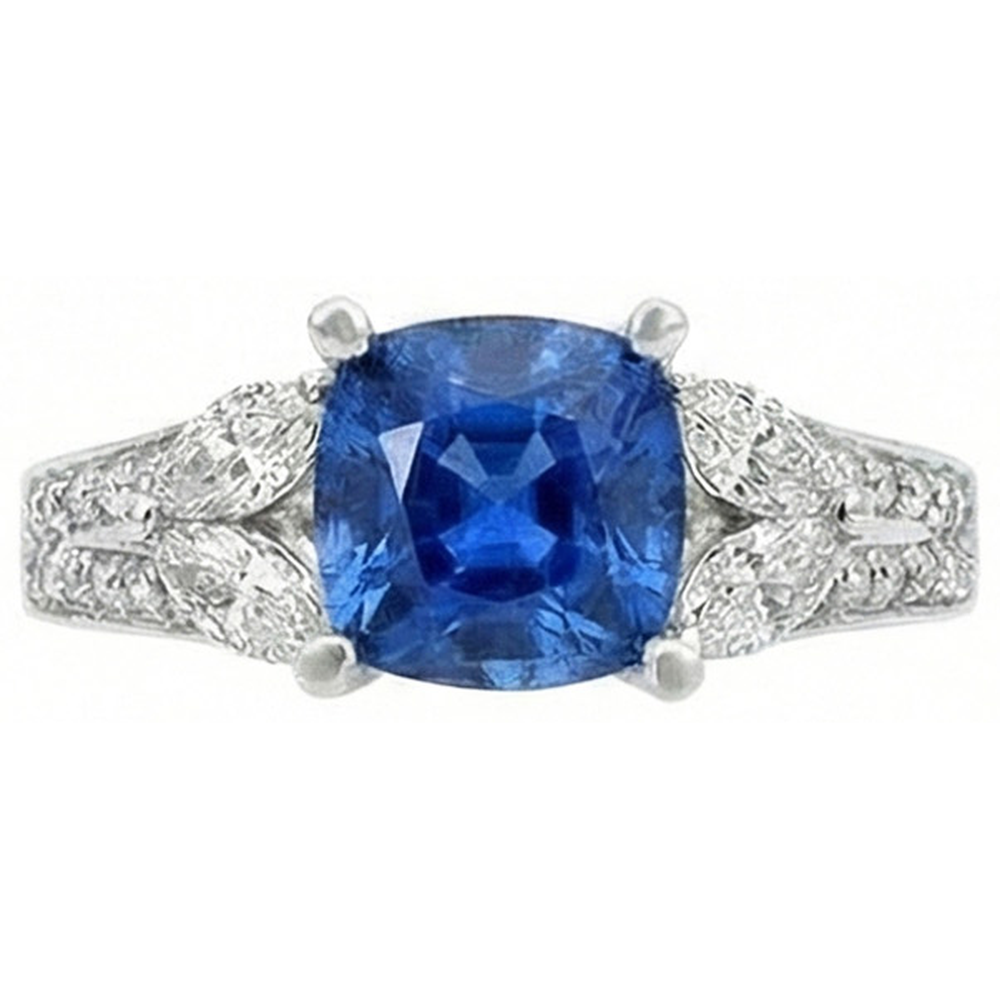 5.10 Ct Ceylon Blue Sapphire And Natural Earth Mined Diamond ( Not Lab Grown ) s Ring White Gold 14K