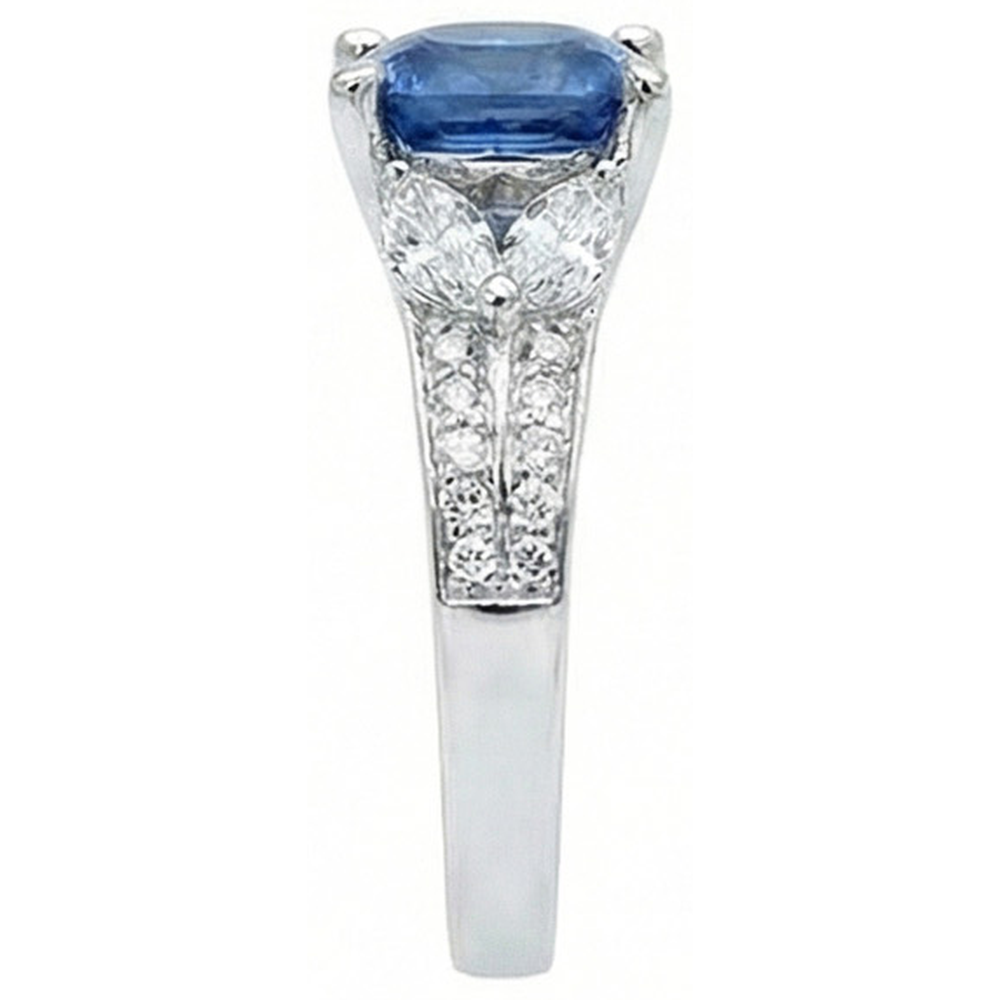 5.10 Ct Ceylon Blue Sapphire And Natural Earth Mined Diamond ( Not Lab Grown ) s Ring White Gold 14K