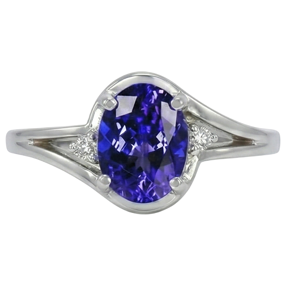 5.10 Ct Oval Cut Tanzanite Ring With Natural Earth Mined Diamond ( Not Lab Grown )  Jewelry White Gold 14K