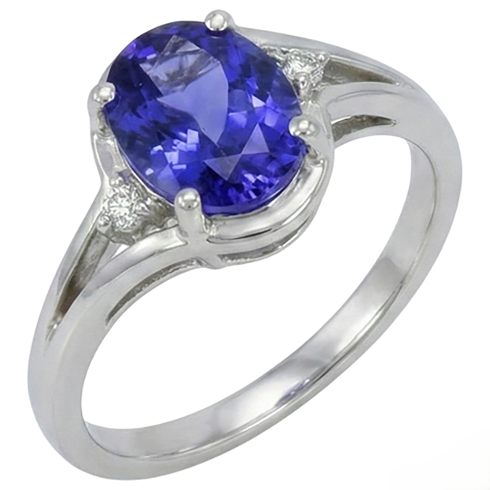 5.10 Ct Oval Cut Tanzanite Ring With Natural Earth Mined Diamond ( Not Lab Grown )  Jewelry White Gold 14K