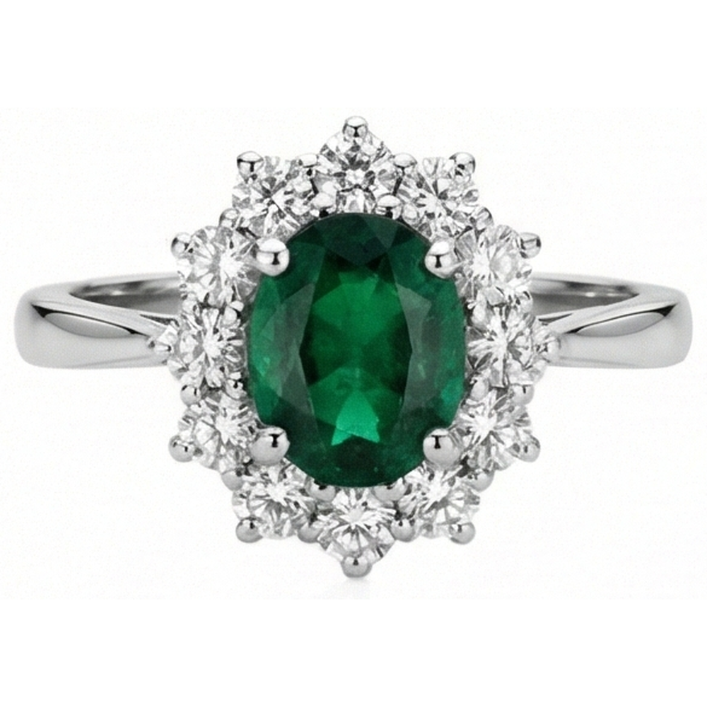 natural round emerald 5.25ct ring side angle