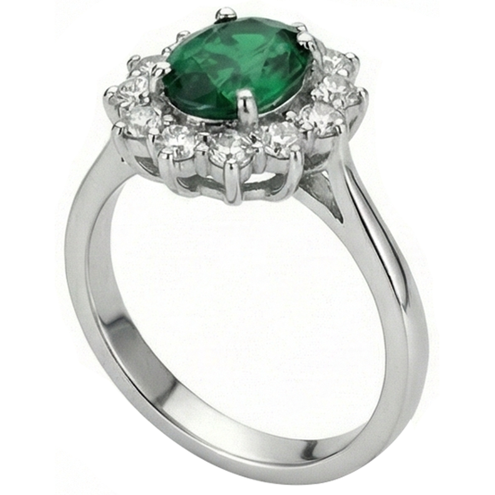 natural round emerald 5.25ct ring top view