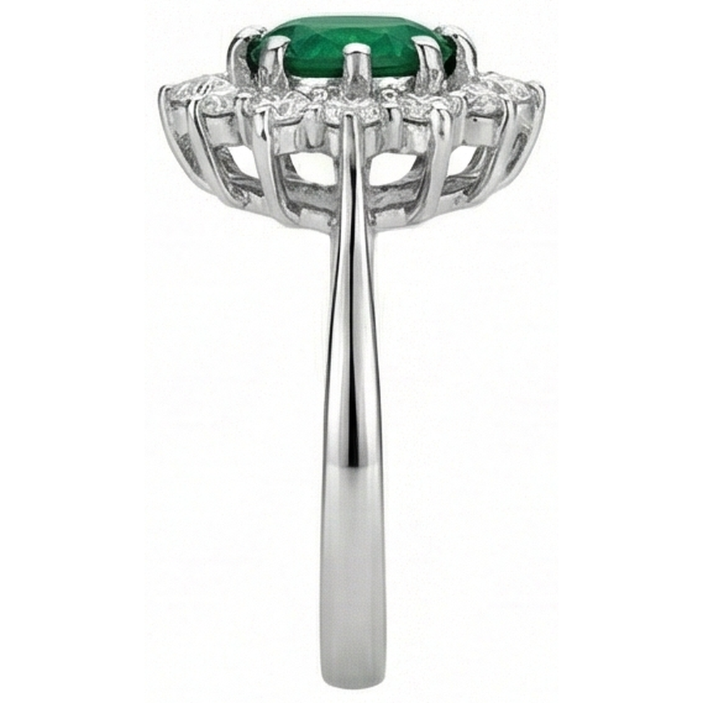 natural round emerald 5.25ct ring profile view