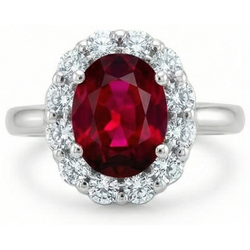 Natural Ruby Ring 5.25ct - White Gold 14K