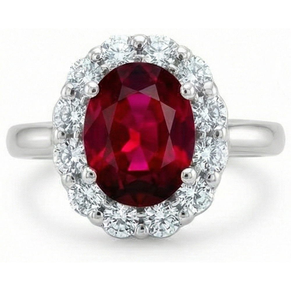 natural round ruby 5.25ct ring front view